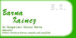 barna kaincz business card